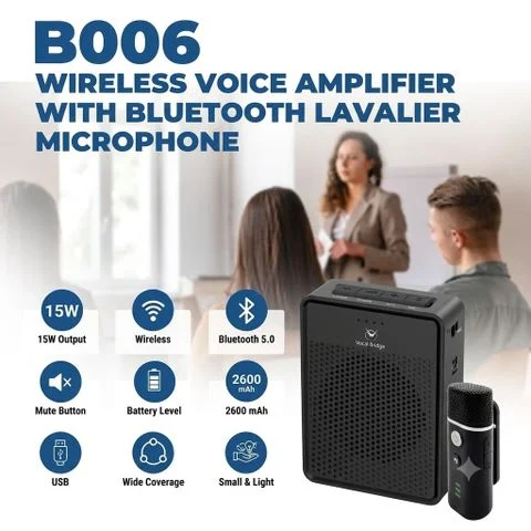 Loa trợ giảng không dây WinBridge B006 (15W, Bluetooth, Microphone cài áo)