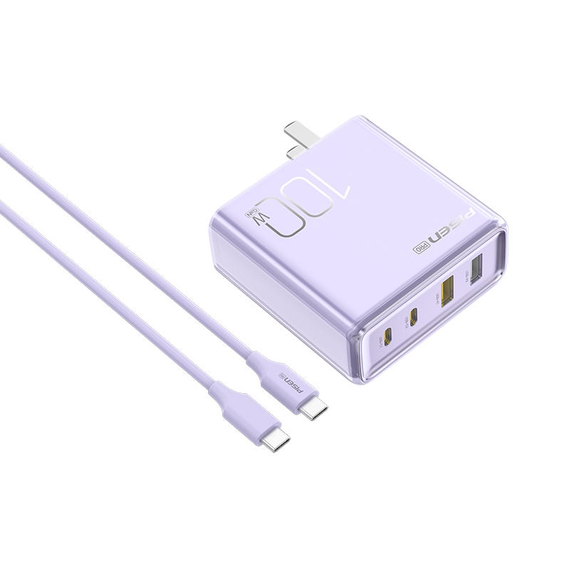 Sạc Laptop , Bộ sạc nhanh 100W 4 cổng 2C2A Crystal - PISEN PRO Crystal 100W GaNPro