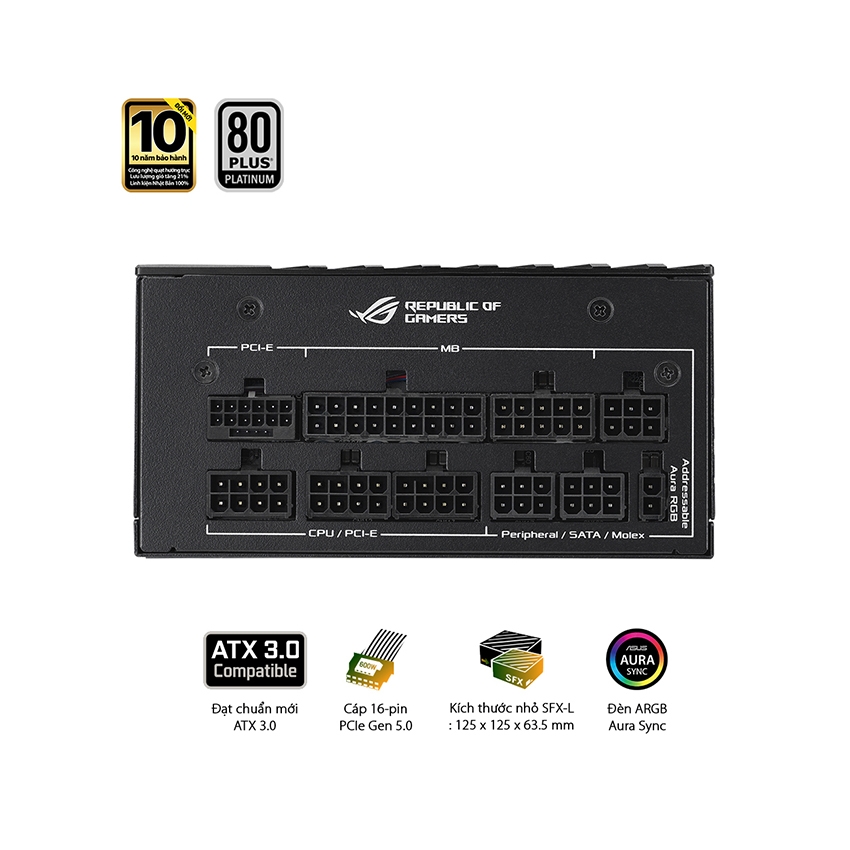 Nguồn Máy Tính Mini SFX-L Asus ROG LOKI 1000P 1000w Platinum ( ATX 3.0 - Pcie 5.0 - Full Modular)