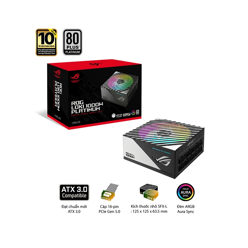 Nguồn Máy Tính Mini SFX-L Asus ROG LOKI 1000P 1000w Platinum ( ATX 3.0 - Pcie 5.0 - Full Modular)