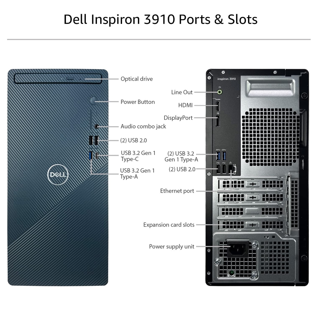 Máy tính để bàn Dell Inspiron 3910, i7-12700, 8GB, 512GB SSD, DVDRW, GTX1650 4GB, ax+BT, KB, M, OfficeHS21, Win 11 Home, 1Y WTY,(D32M002)