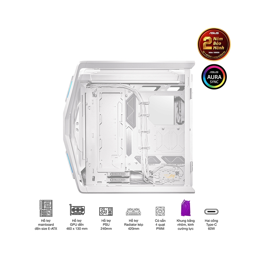 Vỏ Case Asus GR701 ROG Hyperion White Edition (eATX/Full Tower/ Màu Trắng)