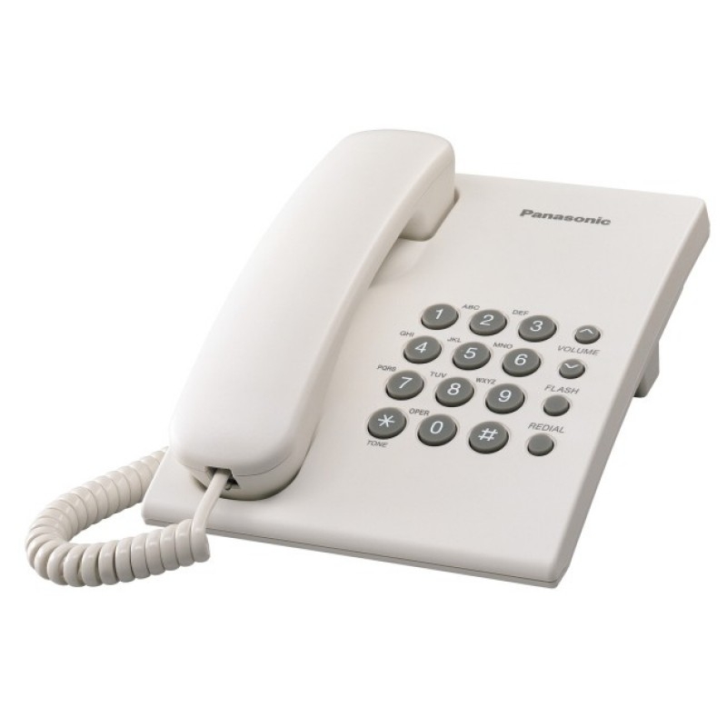 Điện thoại bàn Panasonic KX-TS500MXW (Có dây, Redial, Flash, trắng)