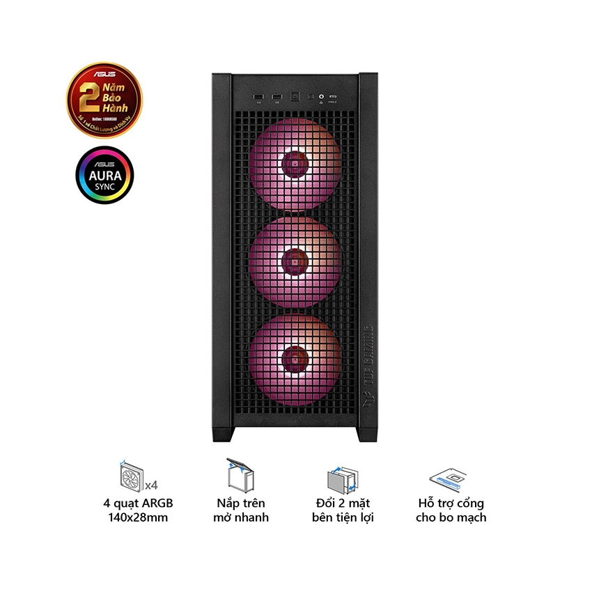 Vỏ Case Asus TUF Gaming GT302 ARGB Black (eATX/Full Tower/ Màu Đen/BTF)