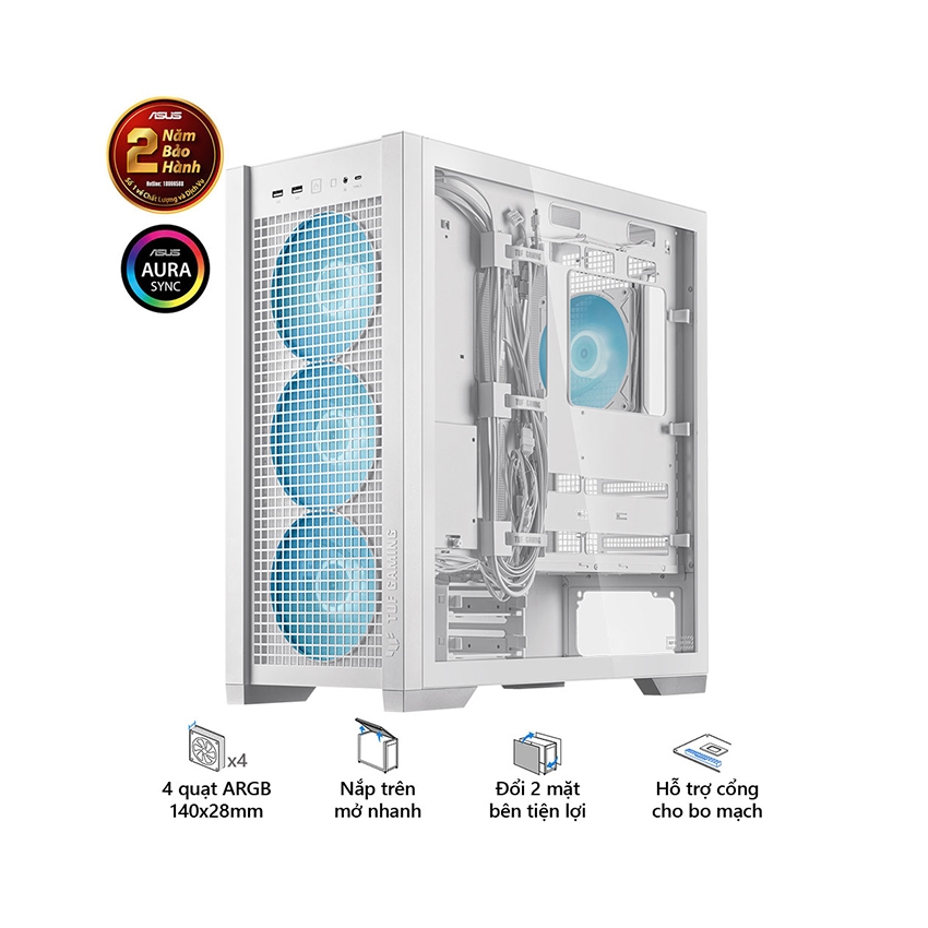 Vỏ Case Asus TUF Gaming GT302 ARGB White (eATX/Full Tower/Màu Trắng/BTF)