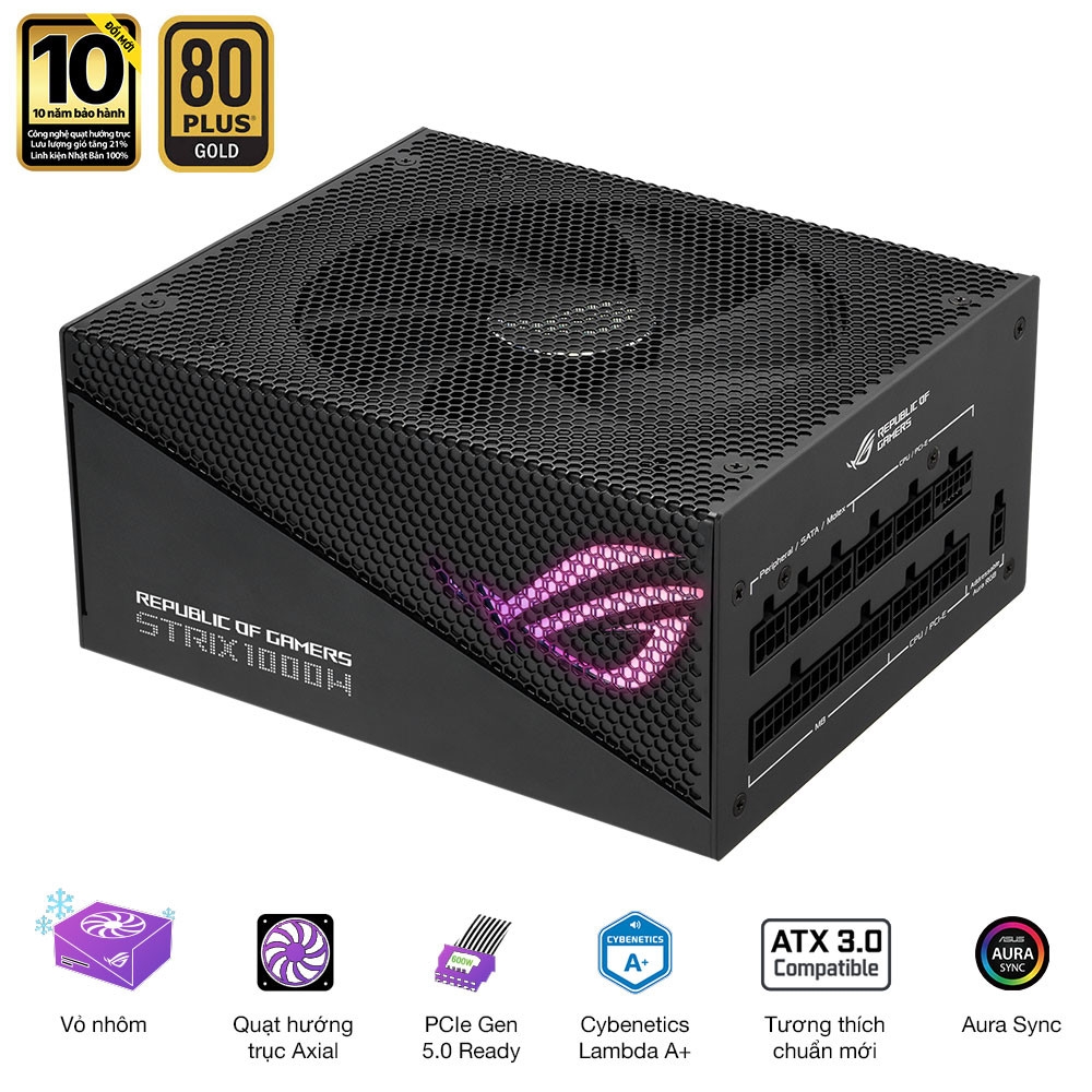 Nguồn Asus ROG STRIX 1000G-AURA Gaming Edition (Pci 5.0 - Full modular)