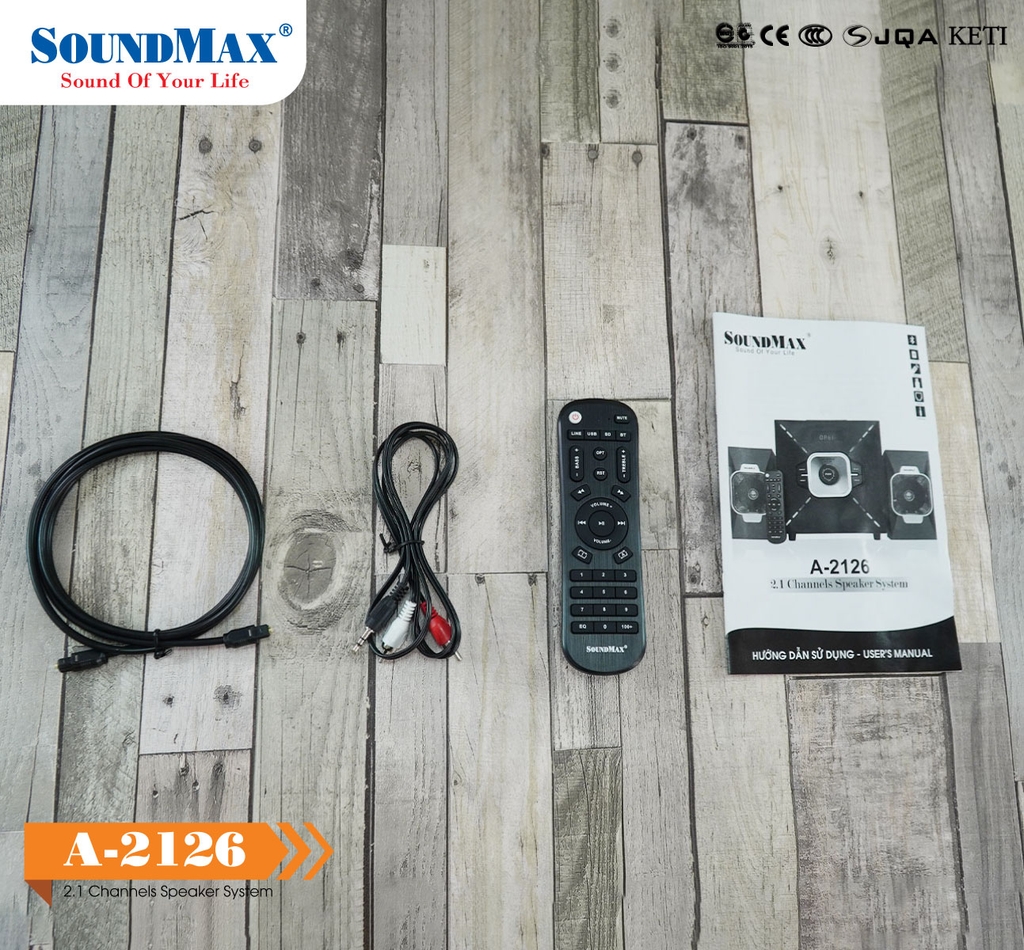 Loa SoundMax A-2126 (2.1 kênh, 54W RMS, Bluetooth 5.0, đen)