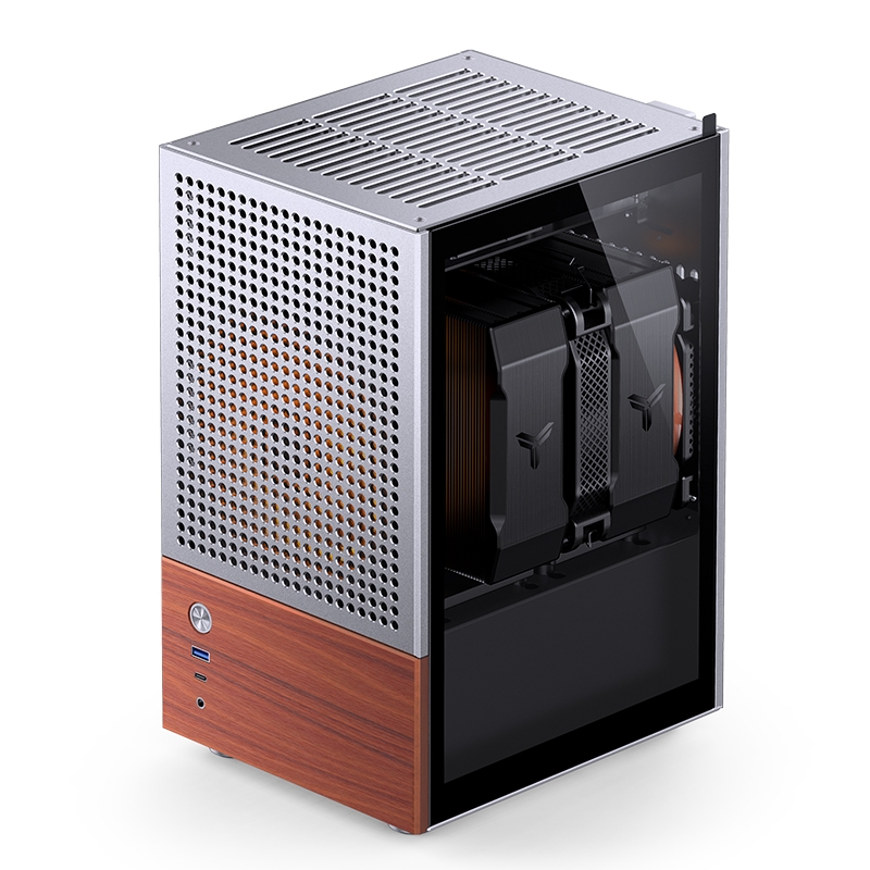 Vỏ Case JONSBO T6 (Mini-ITX, Nhôm 3mm, Gỗ, GPU 215mm, Black/Silver)