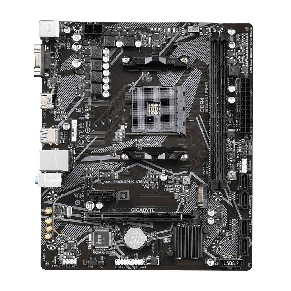 Mainboard Gigabyte A520M K V2 (AMD A520, AM4, DDR4, Micro ATX)