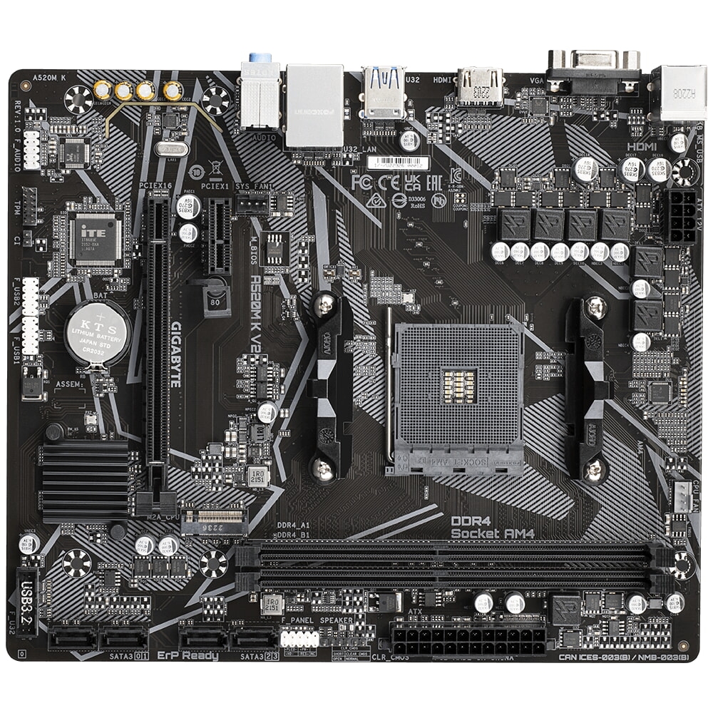 Mainboard Gigabyte A520M K V2 (AMD A520, AM4, DDR4, Micro ATX)