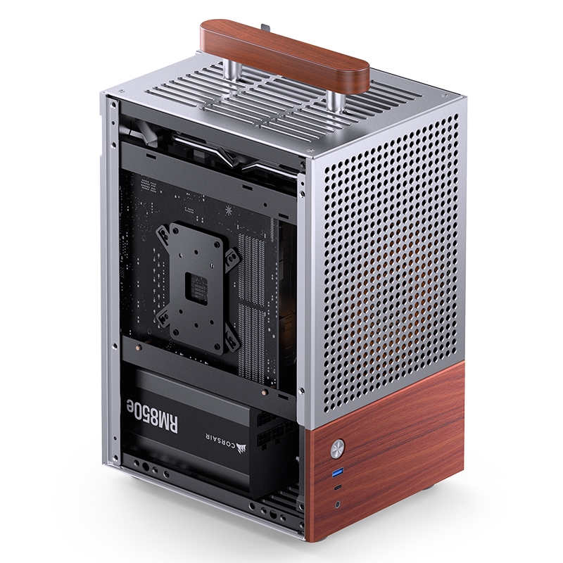 Vỏ Case JONSBO T6 (Mini-ITX, Nhôm 3mm, Gỗ, GPU 215mm, Black/Silver)