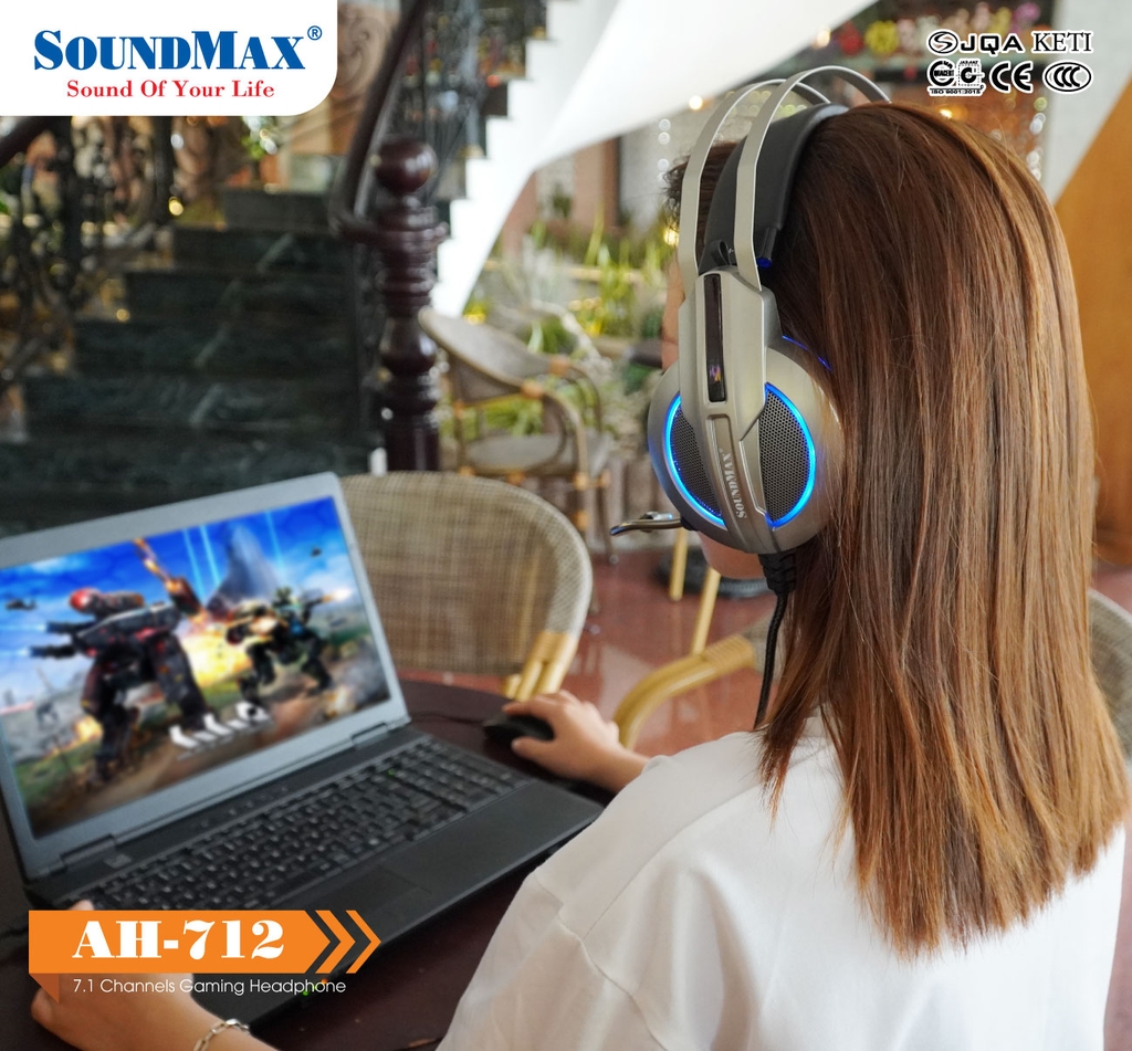 Tai nghe Gaming SoundMax AH-712 (Âm thanh vòm giả lập 7.1, USB)