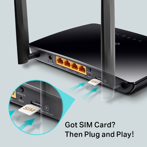 Router 4G Wi-Fi TP-Link Archer MR402 (4G LTE, AC1200, băng tần kép, Nano SIM, 4 cổng LAN/WAN)