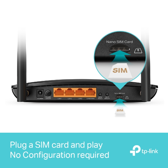 Router 4G Wi-Fi TP-Link Archer MR600 (4G+ Cat6, AC1200, băng tần kép, Nano SIM, 4 cổng Gigabit)