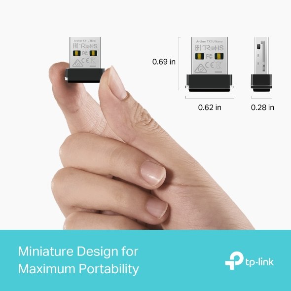 USB Wi-Fi Nano TP-Link Archer TX1U Nano (Wi-Fi 6, AX300, 2.4GHz, USB 2.0)