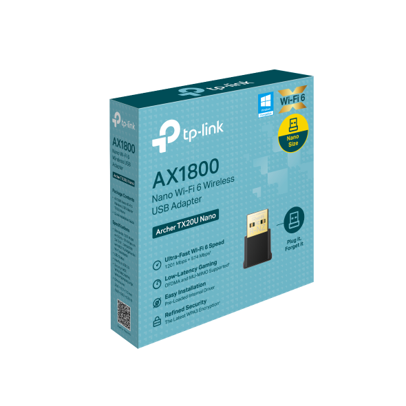 USB Wi-Fi TP-Link Archer TX20U (Wi-Fi 6, AX1800, băng tần kép, USB 3.0)
