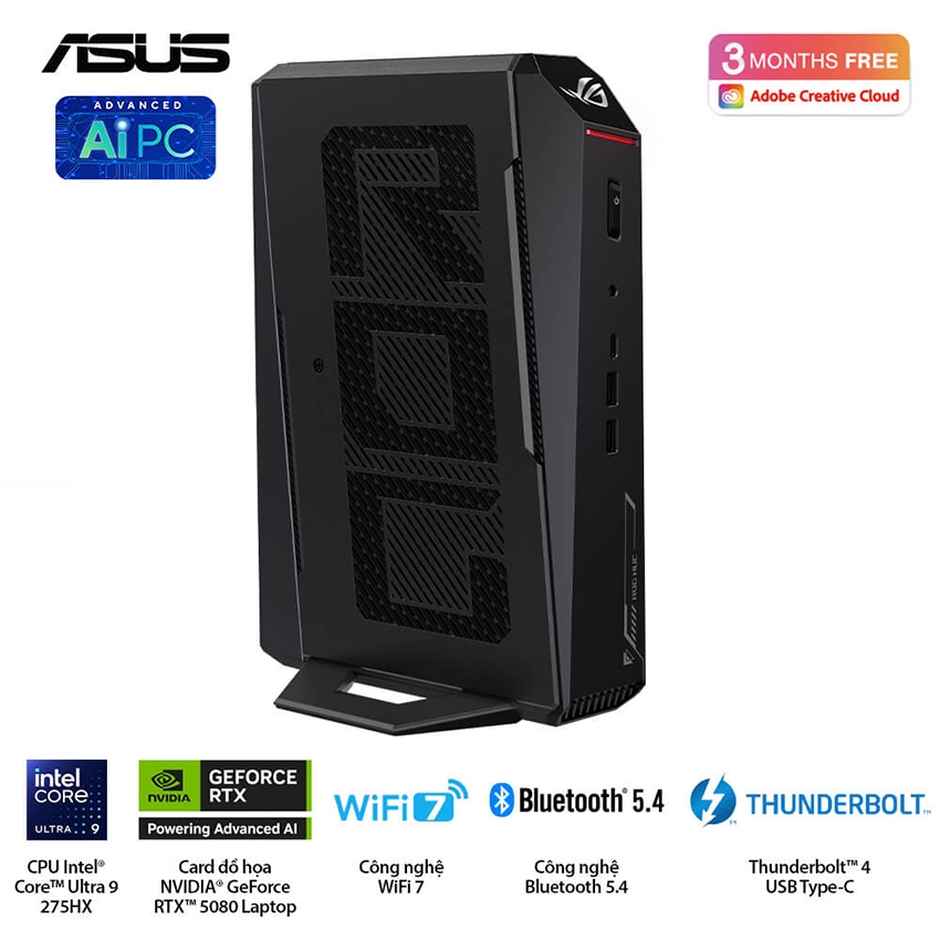 Bộ Mini PC ASUS ROG NUC RNUC15JNK9X289A0 (U9 275HX | 16GB | 1TB | RTX 5080 | Killer Wifi 7E | Win 11)
