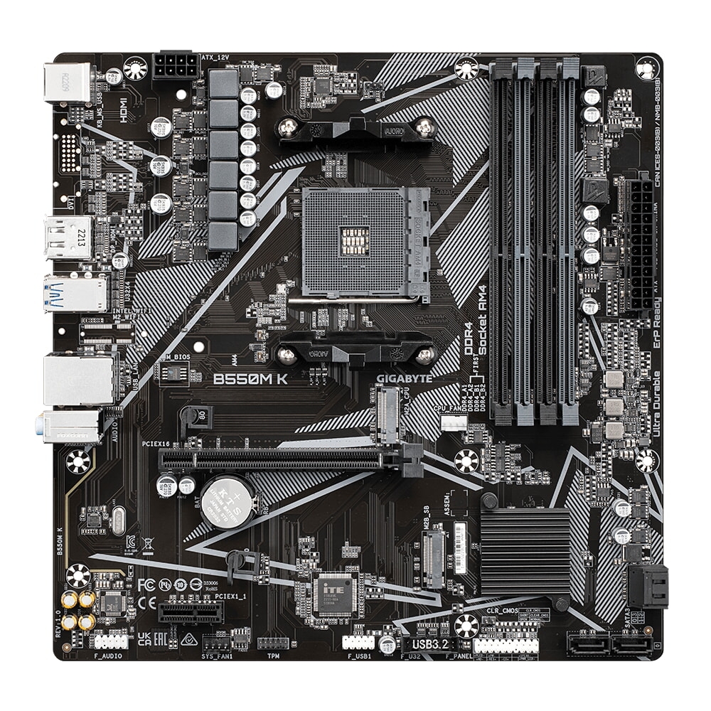 Mainboard Gigabyte B550M K (AMD B550, AM4, DDR4, Micro ATX)