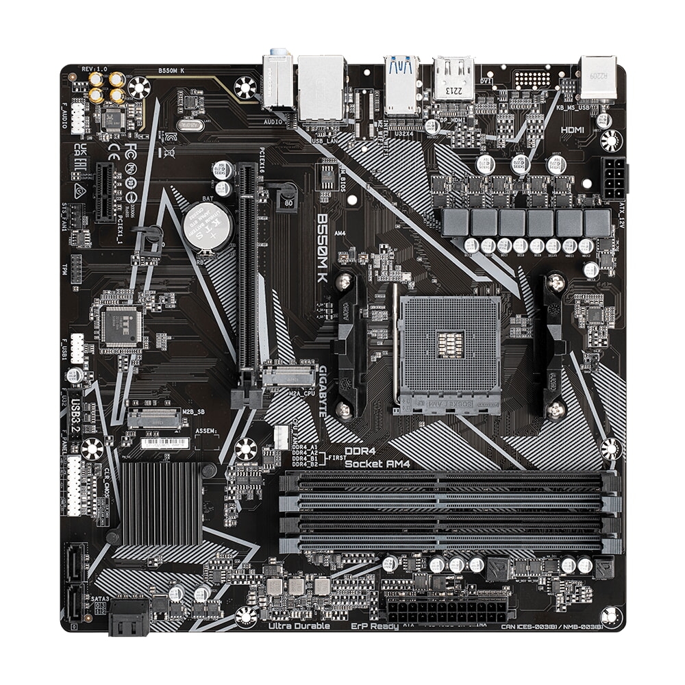 Mainboard Gigabyte B550M K (AMD B550, AM4, DDR4, Micro ATX)