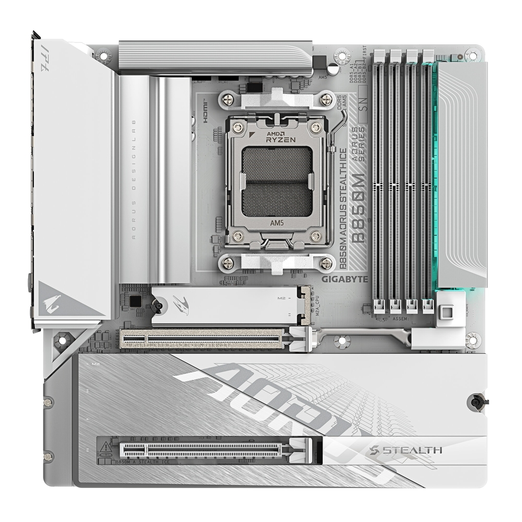Mainboard Gigabyte B850M AORUS STEALTH ICE (AMD B850, AM5, DDR5, Micro ATX, Wi-Fi 7)