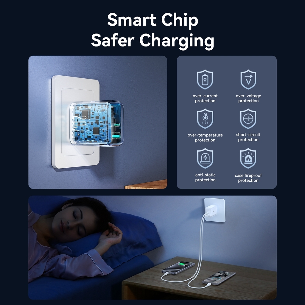 Cóc sạc 20W TCF21 Joyroom 2 cổng sạc A+C - Dẹp - Trắng - Cơ bản