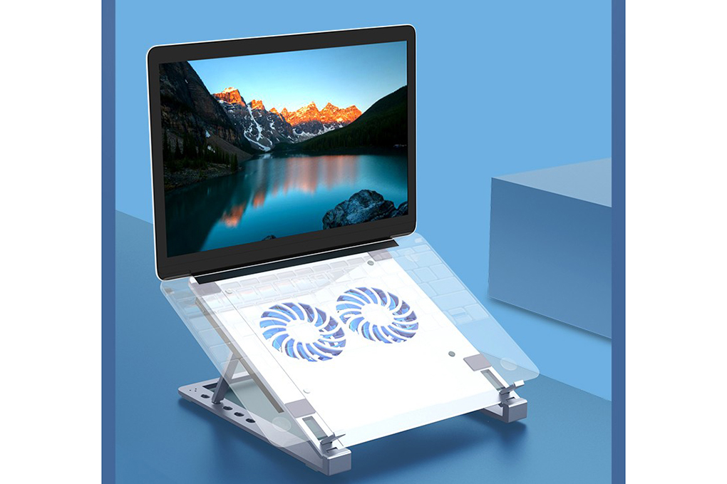 Giá đỡ tản nhiệt Laptop Aluminum alloy PISEN LV-RT06  Tich hợp hai quạt màu tản nhiệt, nguồn USB