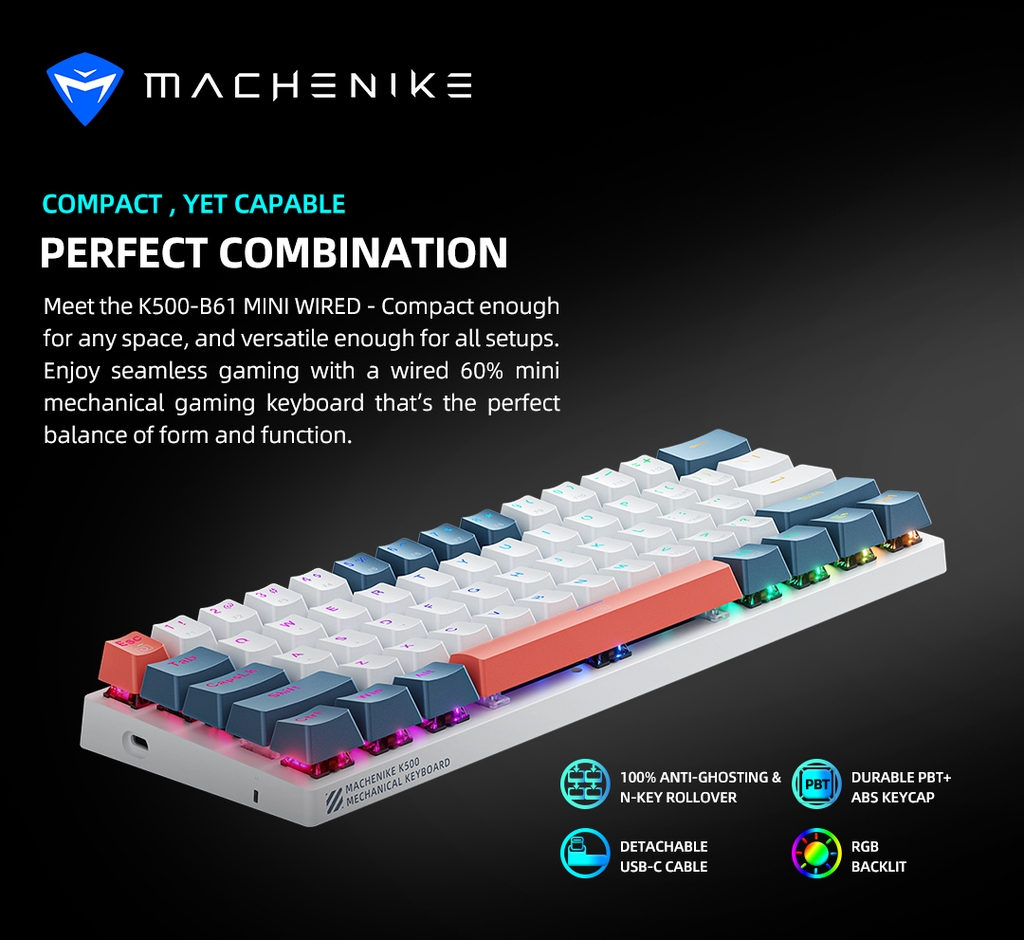 Bàn phím cơ chơi game Machenike K500-B61 RGB