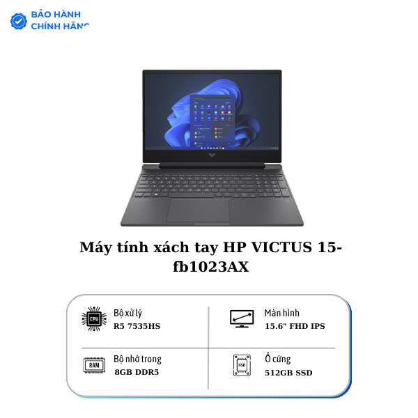 Laptop HP Victus 15-fb1023AX 71021637 (Ryzen 5 7535HS, 8GB, 512GB, RTX 2050 4GB, 15.6