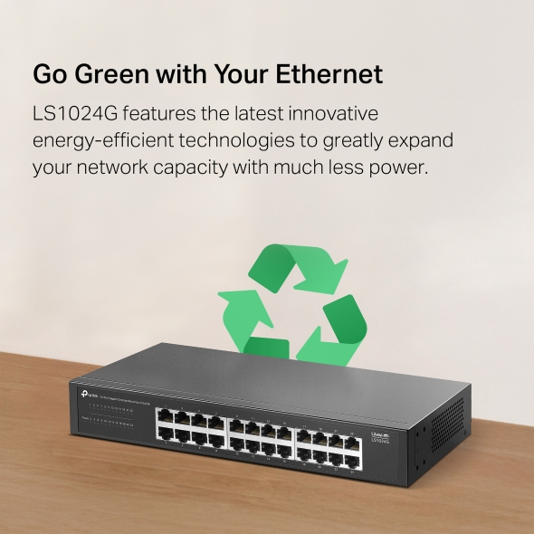 Switch TP-Link LS1024G (24 cổng Gigabit, vỏ kim loại, để bàn/gắn rack)