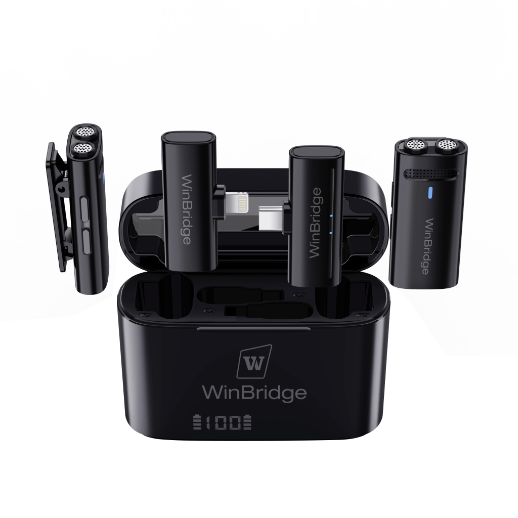 Micro không dây WinBridge M31 (2.4G, khử ồn, 360°, 11 giờ, Type-C/Lightning)