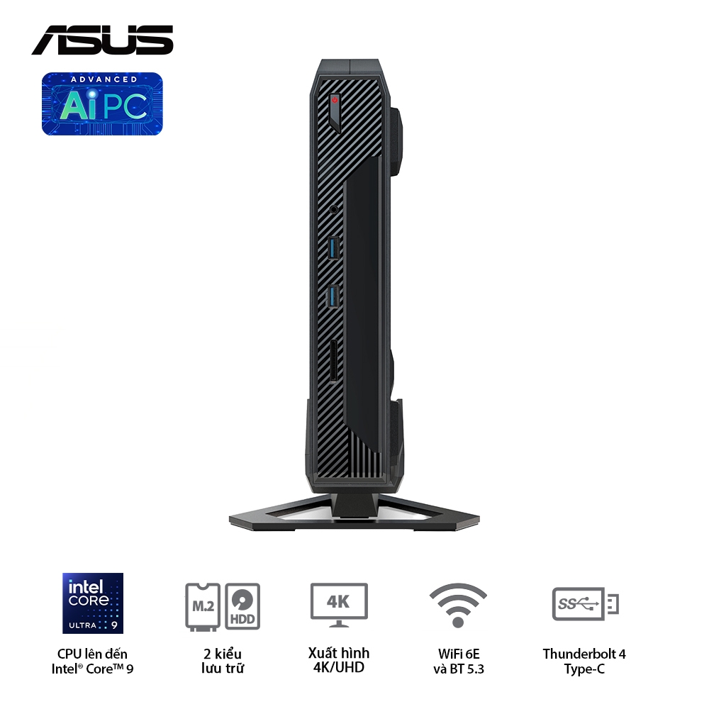 Máy tính Mini PC ASUS NUC 14 Performance RNUC14SRKU910001I (Ultra 9 185H, RTX 4070 8GB)