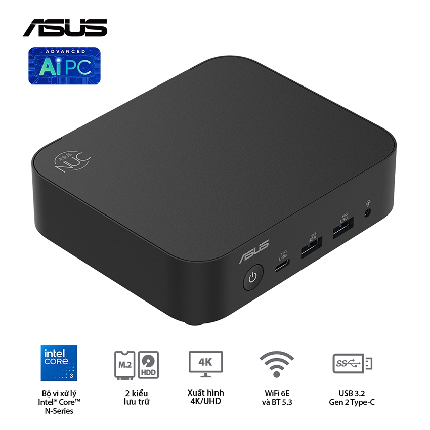 Bộ Mini PC Asus NUC 14 Essential RNUC14MNK355 ( NUC14MNK (N355)/1xDDR5-4800/1x M.2 22x80/2242 PCIe Gen3x4 /1x LAN/No-OS )