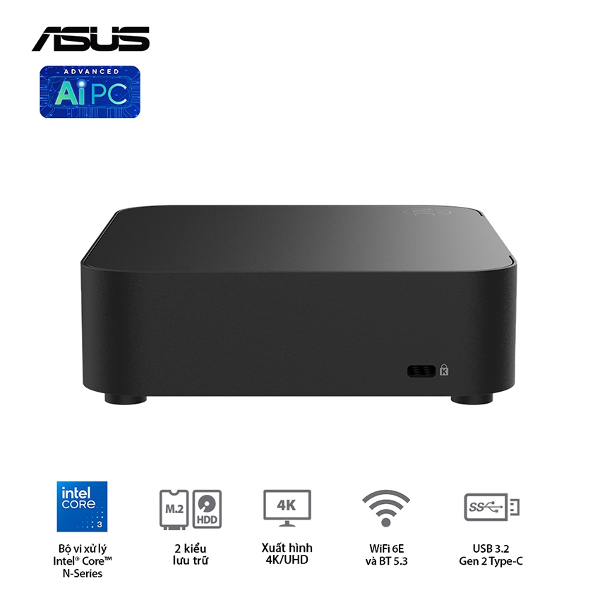 Bộ Mini PC Asus NUC 14 Essential RNUC14MNK355 ( NUC14MNK (N355)/1xDDR5-4800/1x M.2 22x80/2242 PCIe Gen3x4 /1x LAN/No-OS )