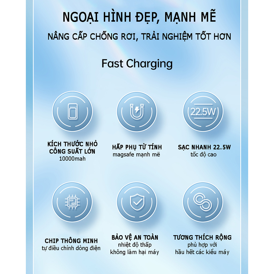 SẠC DỰ PHÒNG PISEN QUICK MAGSAFE WIRELESS 10000MAH CCY-DY19