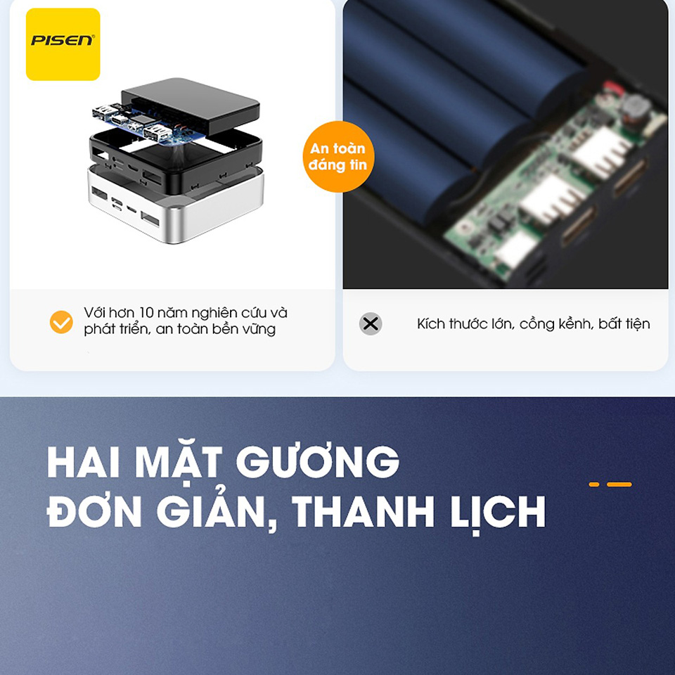 SẠC DỰ PHÒNG PISEN MINI MIRROR 10000MAH TP-D24LS