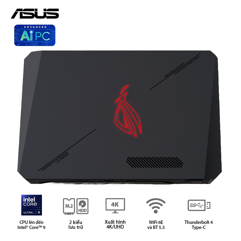 Máy tính Mini PC ASUS ROG NUC RNUC14SRKU9189A1I (Ultra 9 185H, RTX 4070 8GB, RAM 32GB DDR5, SSD 1TB, Win 11)