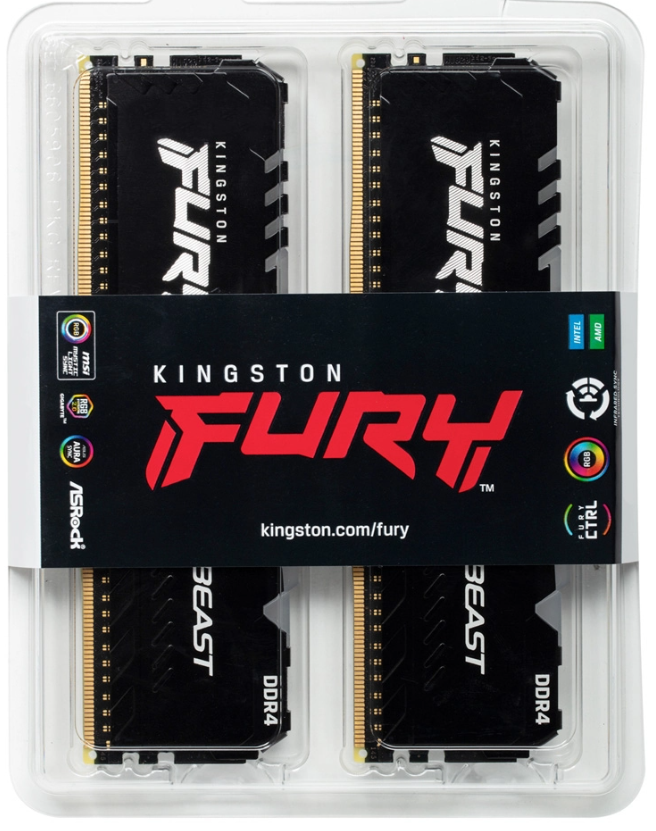 Ram PC Kingston Fury Beast RGB 32GB 3600MHz DDR4 (2x16GB) KF436C18BBAK2/32