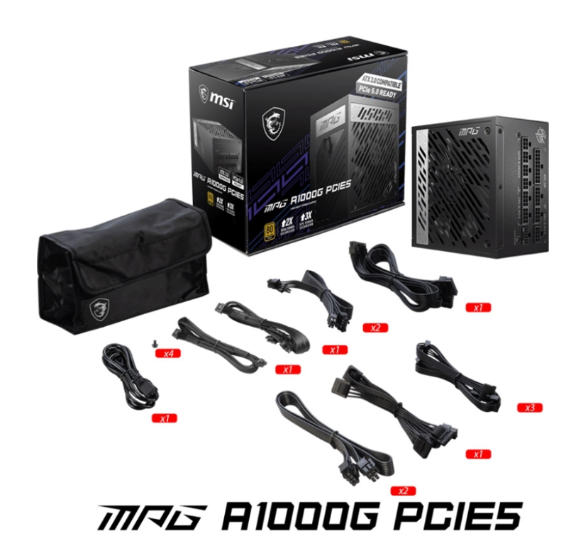 ( 850W ) Nguồn MSI MPG A850GF - 80 Plus Gold - Full modular