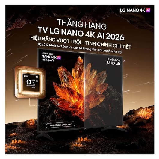 Smart Tivi LG NANO 4K AI NU80 75 inch 2026 75NU805BPSB (4K, 60Hz, webOS 26)