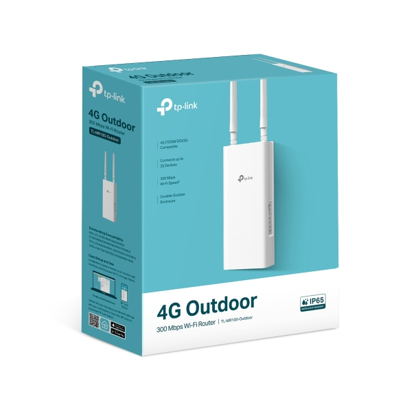 Router 4G Wi-Fi Ngoài Trời TP-Link TL-MR100-Outdoor (4G LTE, Wi-Fi 4, 300Mbps, Nano SIM, IP65, PoE/DC)