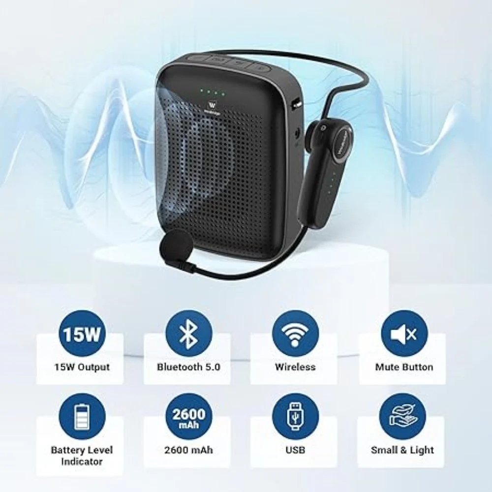 Loa trợ giảng WinBridge WB002 (15W, Wireless Voice Amplifier, Bluetooth, Micro không dây)