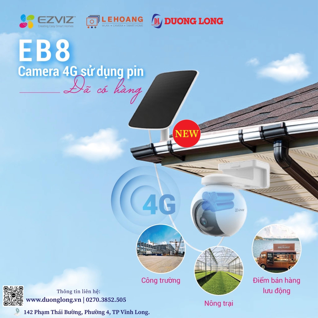 Camera Wifi quay quét dùng pin EZVIZ EB8 4G 2K