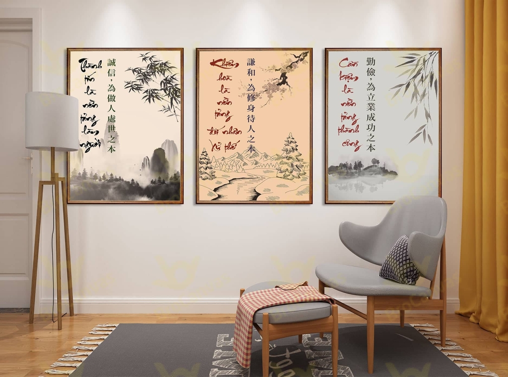 Tranh câu đối tết đơn giản nhưng mang ý nghĩa đặc biệt 5 Tranh câu đối tết tại Brocanvas được bán với giá cạnh tranh hợp lý