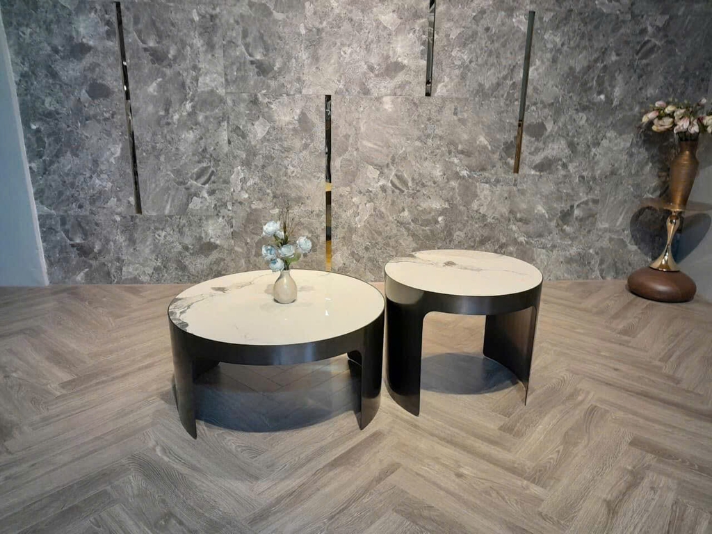 Ban tra chan doi M BT059 mat da ceramic trang tinh khoi
