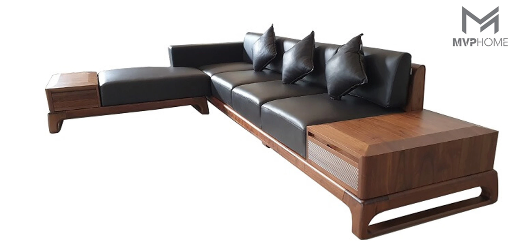 Bộ sofa gỗ chân cuộn chữ I