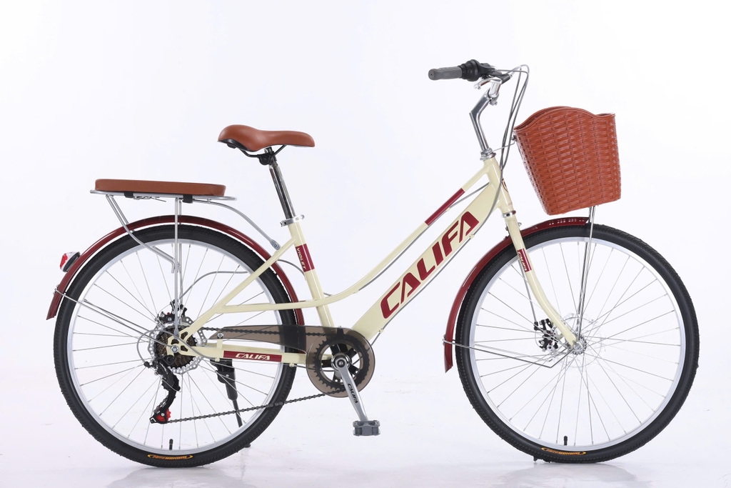 Xe đạp nữ Califa màu vàng bánh 26 inch khung thép