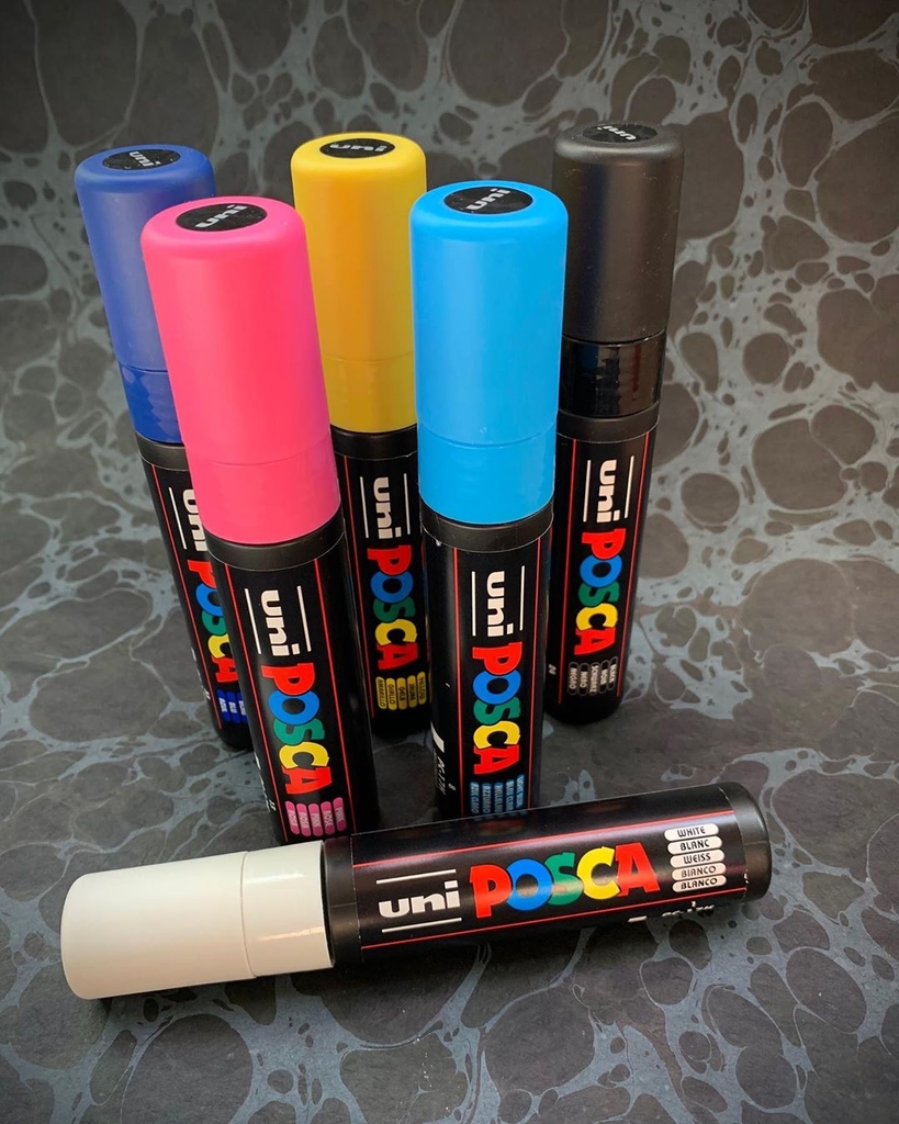 Bút sơn vẽ đa chất liệu Uni Posca Paint Marker PC-17K Chisel - Blue (Xanh dương)