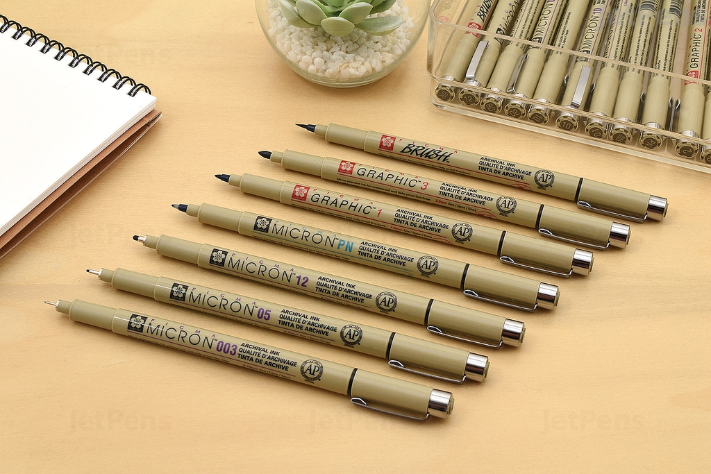 Bút line đi nét linh hoạt, nhiều màu Sakura Pigma Micron PN - Ngòi 0.2mm > 0.5mm
