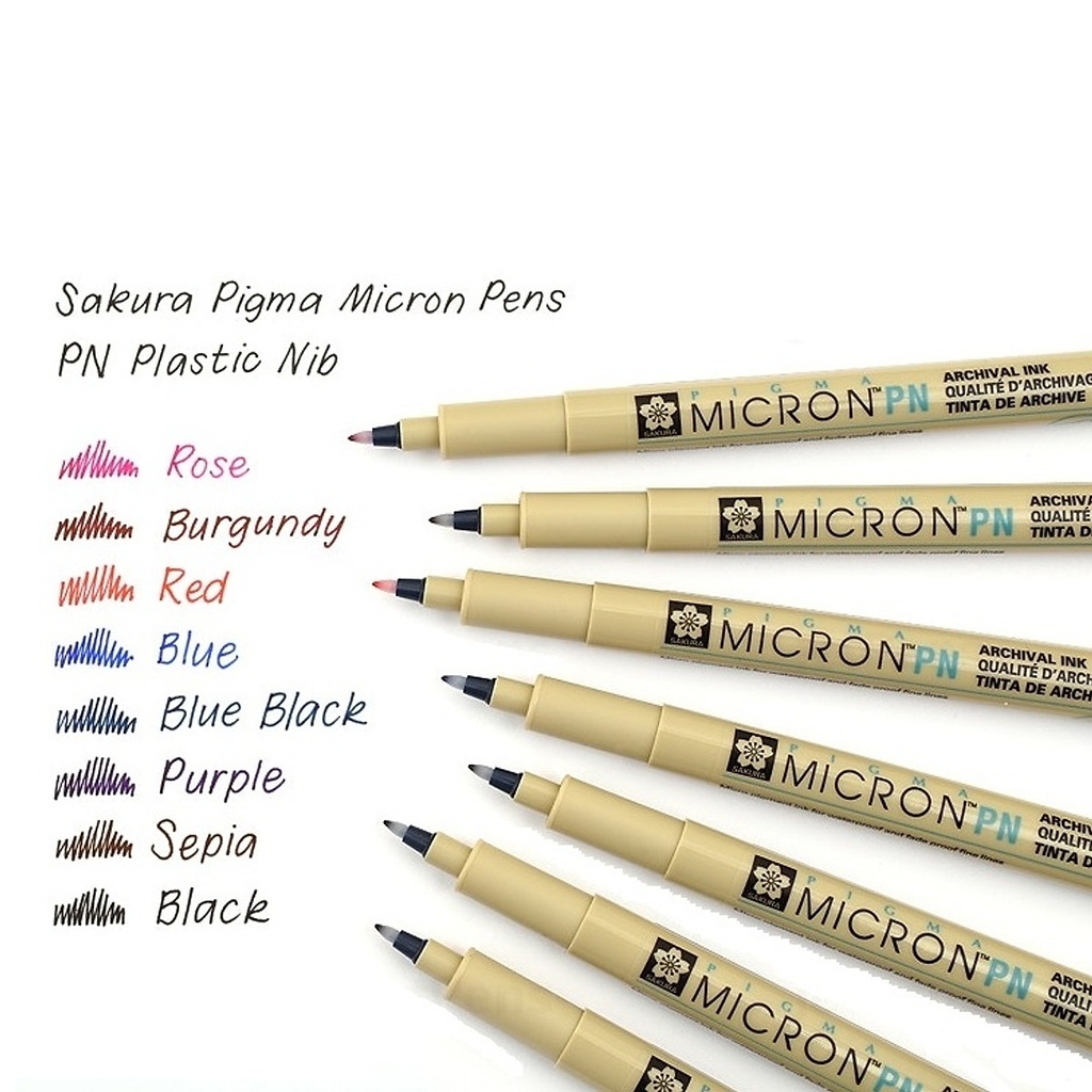 Bút line đi nét linh hoạt, nhiều màu Sakura Pigma Micron PN - Ngòi 0.2mm > 0.5mm