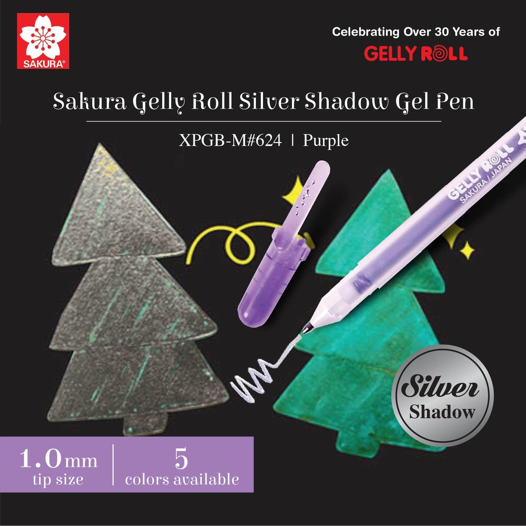 Bút Gel nhũ bạc Sakura Silver Shadow 0.7mm XPGB-M#605 - Viền Cam (Orange)